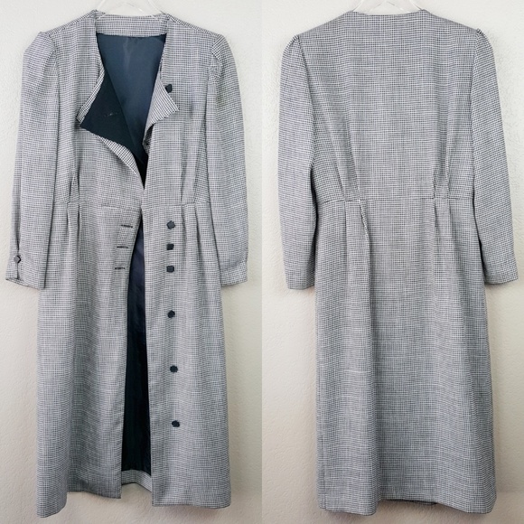 Jackets & Blazers - Black/White Houndstooth Pattern Overcoat Jacket